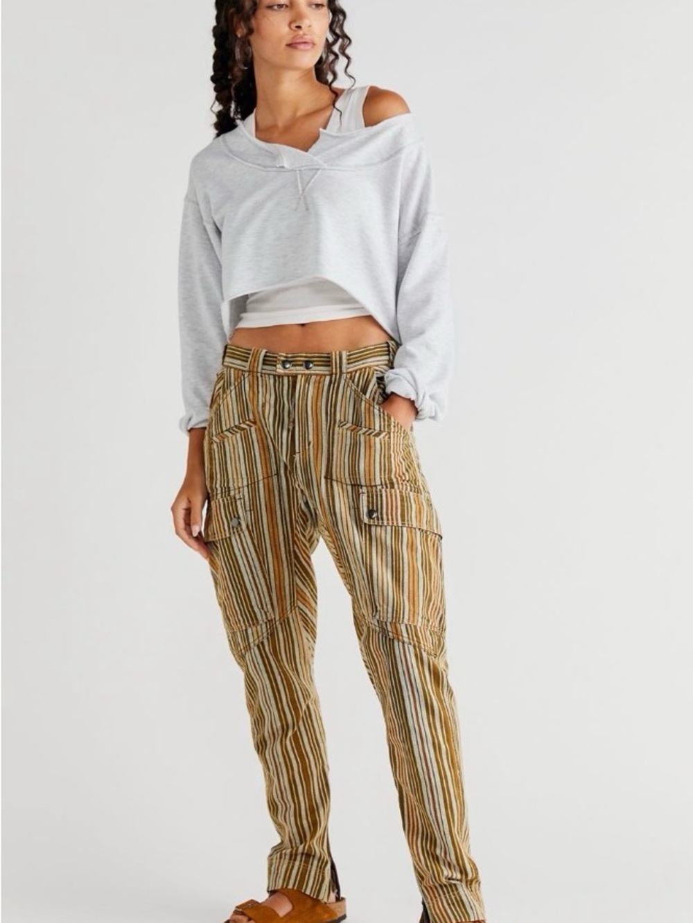 Break the rules Utility Cargo Pants - Mustard Stripe Free People